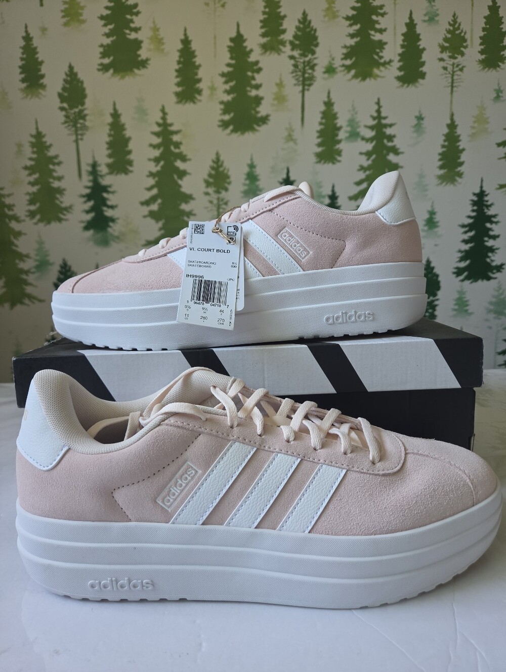 Adidas Women’s VL Court Bold Platform Sneakers - Pale Pink & White
